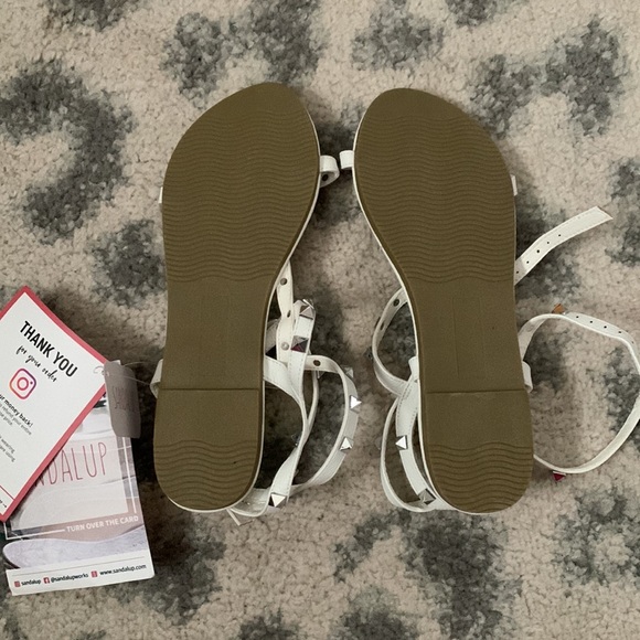 SANDALUP. White Studded Sandals. - Picture 3 of 4